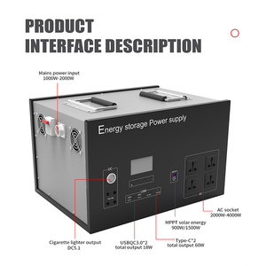 Générateur solaire moderne 2000W avec batterie LiFePO4, station d'alimentation portable d'urgence pour extérieur, 1433Wh, onde sinusoïdale pure - Product Image 3