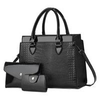 Sacs à main de luxe en crocodile 2026, ensemble de 3 pièces, vente en gros, logo personnalisé, sac fourre-tout pour femme, sac à bandoulière en cuir gaufré crocodile