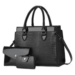 Women's Crocodile Pattern Handbag Set Tan Color Durable Shoulder Bag Crossbody Bag Three Piece Set Everyday Use - Product Image 5