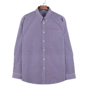 Factory Topsale High Quality Custom Boy Classic Versatile Top Mens Formal Long Sleeve Plaid Shirt