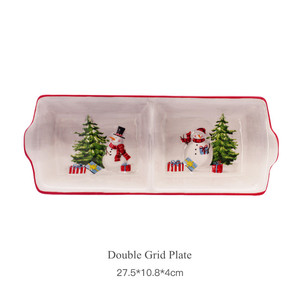 Vente en gros personnalisé Ins peint à la main haut de gamme rectangle en relief plat mariage restauration noël salade gâteau assiette en céramique service de table - Product Image 5