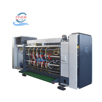 Machine de conversion de cartons FFG avec adsorption sous vide complète, impression flexographique 4 couleurs, rainurage, découpe, pliage, collage et agrafage