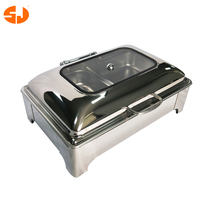 Chauffe-plats pour buffet de haute qualité Équipement de buffet de luxe Ensemble de chauffe-plats chauds en acier inoxydable