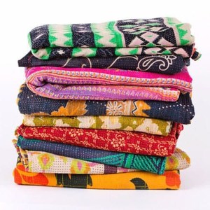 Wholesale Handmade <b>Indian</b> Kantha <b>Quilt</b> Printed Cotton Traditional Home Decor All-Season Bedcover 100% Cotton Quilting Style - Product Image 2