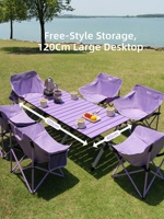 Table de camping pliable portable en acier au carbone violet pour glamping, pique-nique, plage, voyage en voiture, jardin et barbecue