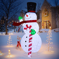 Bonhomme de neige de Noël lumineux à LED de 2,4 m avec motif canne en sucre, décoration de jardin pour intérieur et extérieur