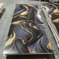 Panneaux muraux en PVC effet marbre UV Maldives, noir et or, Planchas PVC Marbre, Plaque PVC Marbre