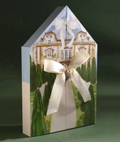 Calendario de Adviento Magnético de Doble Puerta con Forma de Casa, Caja de Macarons, Caja de Regalo Personalizada para Barras de Chocolate y Dulces con Lazo