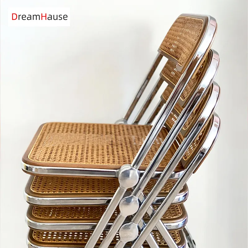 Dreamhause 북유럽 간단한 등나무 의자 현대 홈 다이닝 의자 등받이 접이식 의자
