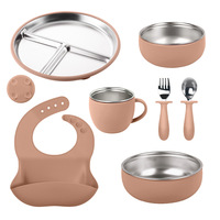Nouveauté 2027 – Assiette repas bébé en acier inoxydable 304 avec ventouse en silicone, compartimentée, mignonne, pour enfants, ensemble d'alimentation