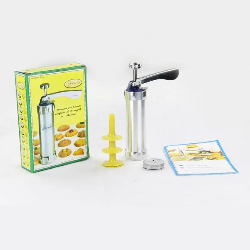 Manuale da cucina in lega di alluminio stampo per biscotti biscotto pressa per biscotti strumenti di cottura strumenti per decorare torte con 4 ugelli stampi per biscotti