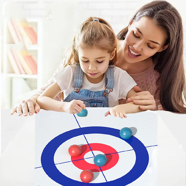 Parent-child Interactive Game Portable Family Travel Desktop Games Mini Tabletop Curling Board Game Set
