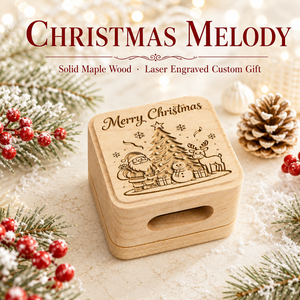 Caja de Música Navideña de Madera con Movimiento Sankyo de Arce, Sonidos Acústicos de Santa, Muñeco de Nieve, Árbol y Reno, 18 Notas, de Cuerda, Regalo de Recuerdo - Product Image 1