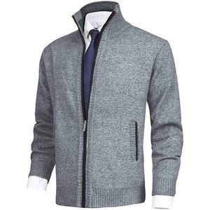 Cardigan da Uomo in Lana Stile Casual Personalizzato con Collo Alto, Giacca in Maglia Felpata alla Moda Taglie Forti - Product Image 5
