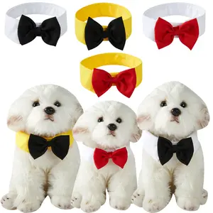New Cross-Border Pet Accessory Adjustable Polyester Dog Collar Bow Tie Suit Plaid Pattern All Seasons-Summer Winter Fall Spring