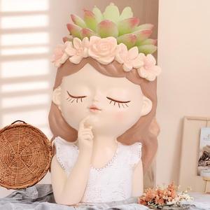 Adorable <span class=keywords><strong>maceta</strong></span> grande con cara <span class=keywords><strong>de</strong></span> niña, <span class=keywords><strong>maceta</strong></span> suculenta grande bonita, <span class=keywords><strong>maceta</strong></span> <span class=keywords><strong>de</strong></span> resina para granja, decoración del hogar para jardín - Product Image 4