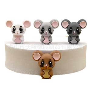 <b>Cute</b> Cartoon Mouse Silicone Beads For <b>Bracelet</b> Making 3D Animal Shape Loose Beads Spot Goods Single Pack - Product Image 5