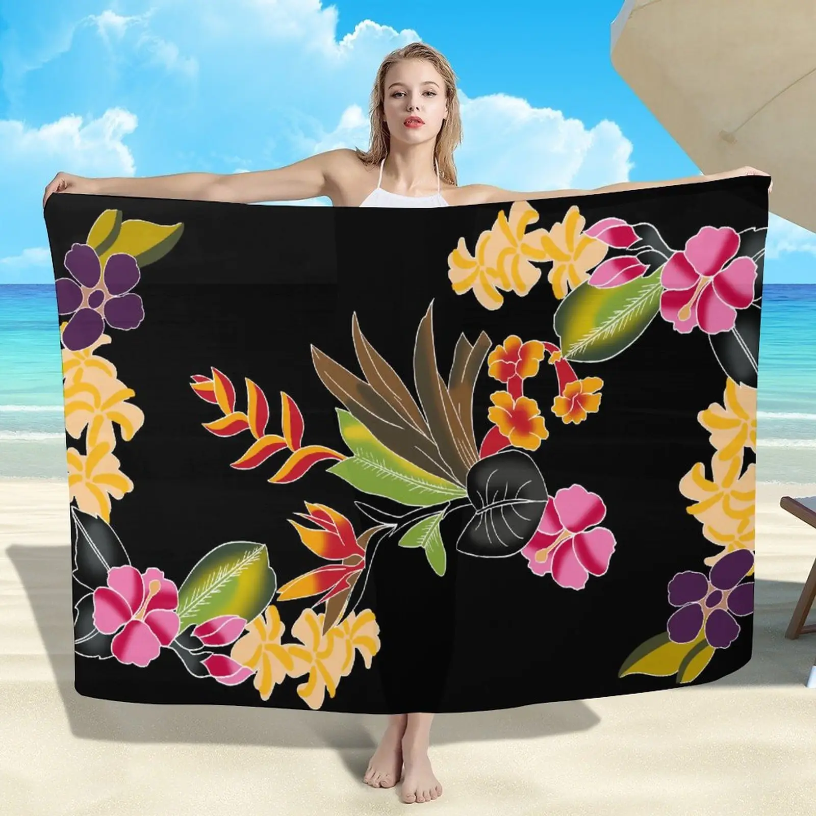 Beste Verkoop Zomer Dames Etnische Stijl Sarong Sjaal Polynesische Bloemen Sublimatie Print Dame Sjaal Sjaal Drop Shipping