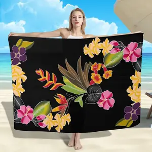 Melhor Venda Verão Mulheres Estilo Étnico Sarong Cachecol Flores Polinésia Sublimação Impressão Lady Xaile Cachecol Drop Shipping