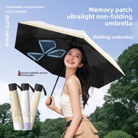 Parapluie pliant manuel ultra-léger à mémoire de forme, design plume, protection UV, puce mémoire, cadeau d'affaires, pliage en 3 secondes, personnalisable