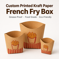 Boîte à frites en papier kraft imprimée sur mesure, qualité alimentaire, résistante à la graisse, emballage jetable pour chips de pommes de terre