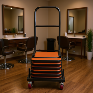 Chariot de chariot de chaise pliante commerciale en fer noir 4 roulettes 12 chaises capacité chariot de salon pour le transport de stockage empilage plat - Product Image 2