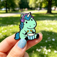 Promotion : Pins en émail licorne, en métal, pour les amateurs de musique, badges décoratifs, cadeaux, personnalisables avec LOGO, design animal, épingles de revers scintillantes, vente en gros