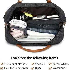 Bolsa de viagem de lona duffel, bolsa de ombro feita de lona com compartimento para sapatos