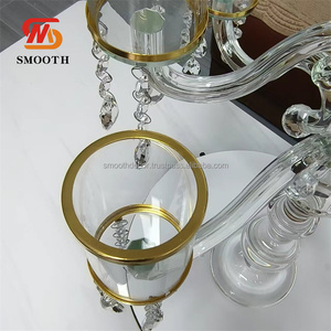 SMOOTH Elegant <b>Gold</b> Rim Wedding Centerpieces Metal Votive Holder Mirror Design 7-arm Candelabra - Product Image 6