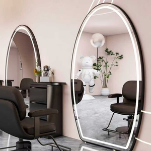 Miroir de coiffure moderne en verre, durable, sur pied, mobilier de salon commercial - Product Image 6