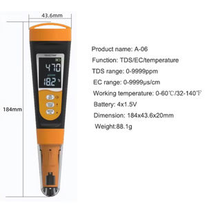 Testeur de qualité de l'eau 3 en 1 TDS EC TEMP, stylo de test de qualité de l'eau, détecteur de <span class=keywords><strong>pH</strong></span> étanche IP67 pour piscine - Product Image 6