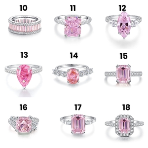 S925 Sterling Silver Bạc Cổ Điển Rạng Rạng Cắt Màu Hồng Icicle Cubic Zirconia Phòng Thí Nghiệm Tạo Ra Đầy Màu Sắc Đá Quý Cưới Engagement <span class=keywords><strong>Ring</strong></span> - Product Image 3