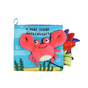 Story Cloth Books Interactive Colorful Bugs And Marine Animals Crab Soft Fabric Book For Early Educational