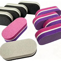 Bloc de polissage pour ongles Amilay Professional Salon Mini Oval Sponge, grain 100/180, double face, pour le façonnage et le polissage des ongles