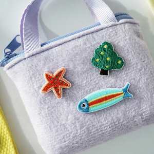Iron-on Mini Embroidery Cute cat Fish Flower <b>Tree</b> <b>Face</b> Colorful Blueberry Patch for DIY Bag Luggage Straps Decoration - Product Image 1