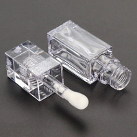 Tube de gloss à lèvres cosmétique en plastique transparent de luxe 6 ml, avec bouchon à vis et pinceau souple, forme carrée