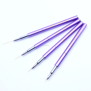 Pinceau professionnel pour détails et lignes, manche métallique violet, poils en nylon, 5mm 11mm 15mm 25mm, ultra-fin pour nail art - Product Image 6
