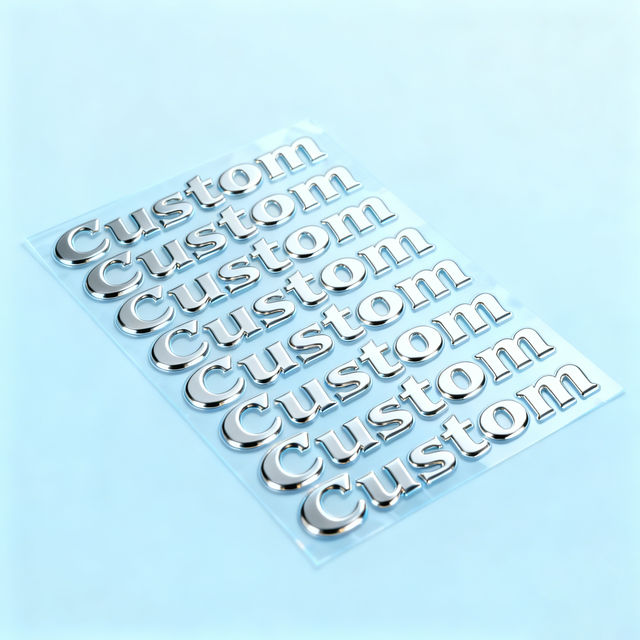 Electroplated Metallic Silver 3D Decal Chrome Gold Brand Logo Electroformed Nickel Label Thin Metal Transfer Sticker
