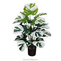 Bouquet de feuilles de Monstera artificielles variées, faites à la main, réalistes, à faible entretien, feuilles blanches, toucher réel, pour la décoration de bureau et de la maison