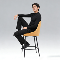 Tabouret de bar de luxe minimaliste italien haut de gamme, chaise de bar moderne simple à dossier haut, tabouret de bar de cuisine et salle à manger pour la maison