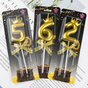 <span class=keywords><strong>Velas</strong></span> Huaming de Alta Calidad con Brillantina en Forma de Números para Pastel de Cumpleaños, Llama Dorada, Tono Pastel, Altas y Delgadas sin Humo - Product Image 1