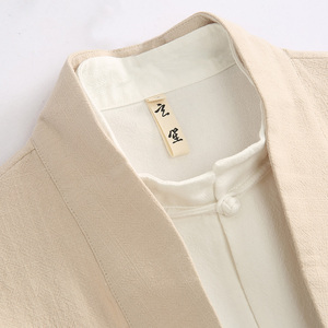 ชุดสูทผ้าลินินคอตตอนจีนสำหรับผู้ชายเสื้อผ้า Hanfu <span class=keywords><strong>ชุดประจำชาติจีน</strong></span>แบบดั้งเดิมมีร่องลึกสำหรับฤดูใบไม้ผลิ - Product Image 3