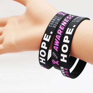 Nhận Thức ung thư vú Hồng Ribbon Silicone Vòng đeo tay đức tin Can Đảm và hy vọng trong vòng đeo tay màu hồng - Product Image 6