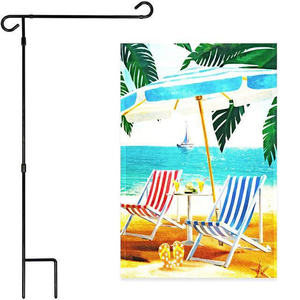 DB Combo Pack 36x16 pouces noir drapeau de jardin support et 12x18 pouces plage été jardin drapeau avec chaises parapluie pour cour pelouse signes - Product Image 2