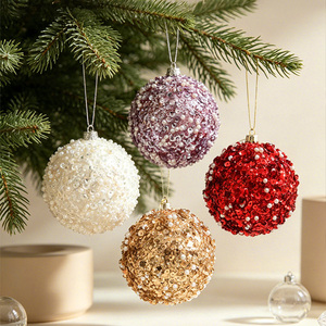 Pallina di Natale in Schiuma con Paillettes Impermeabile 8cm, Decorazione per Albero con Stampa Digitale a Colori per Festività - Product Image 3