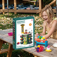 Maison de jeu en plastique pour enfants ustensiles de cuisine établi Table de restauration rapide caisse enregistreuse boîte de bricolage pour supermarché décrochage Shopping