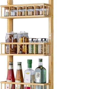Estante de Almacenamiento Colgante de Madera de Múltiples Niveles para Refrigerador, Organizador de Especias y Utensilios de Cocina, 3 Pisos, Instalación sin Taladro - Product Image 3