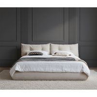 Lit à sommier tapissé en tissu California King, luxueux, minimaliste et écologique