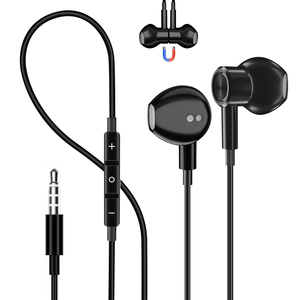 Casque filaire 3,5 mm populaire, nouveau, intra-auriculaire, avec aimant, avec contrôle du volume et micro pour <span class=keywords><strong>iPhone</strong></span> 6 Plus SE <span class=keywords><strong>5S</strong></span> 4 Pod Pad Samsung - Product Image 1