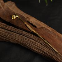 Épingle à Cheveux Polyvalente en Métal, Outil à Thé, Longue Poignée, Écologique, Exquise, Inspirée de la Nature, Cadeau pour Femme, Finition Antique, Cuivre Massif